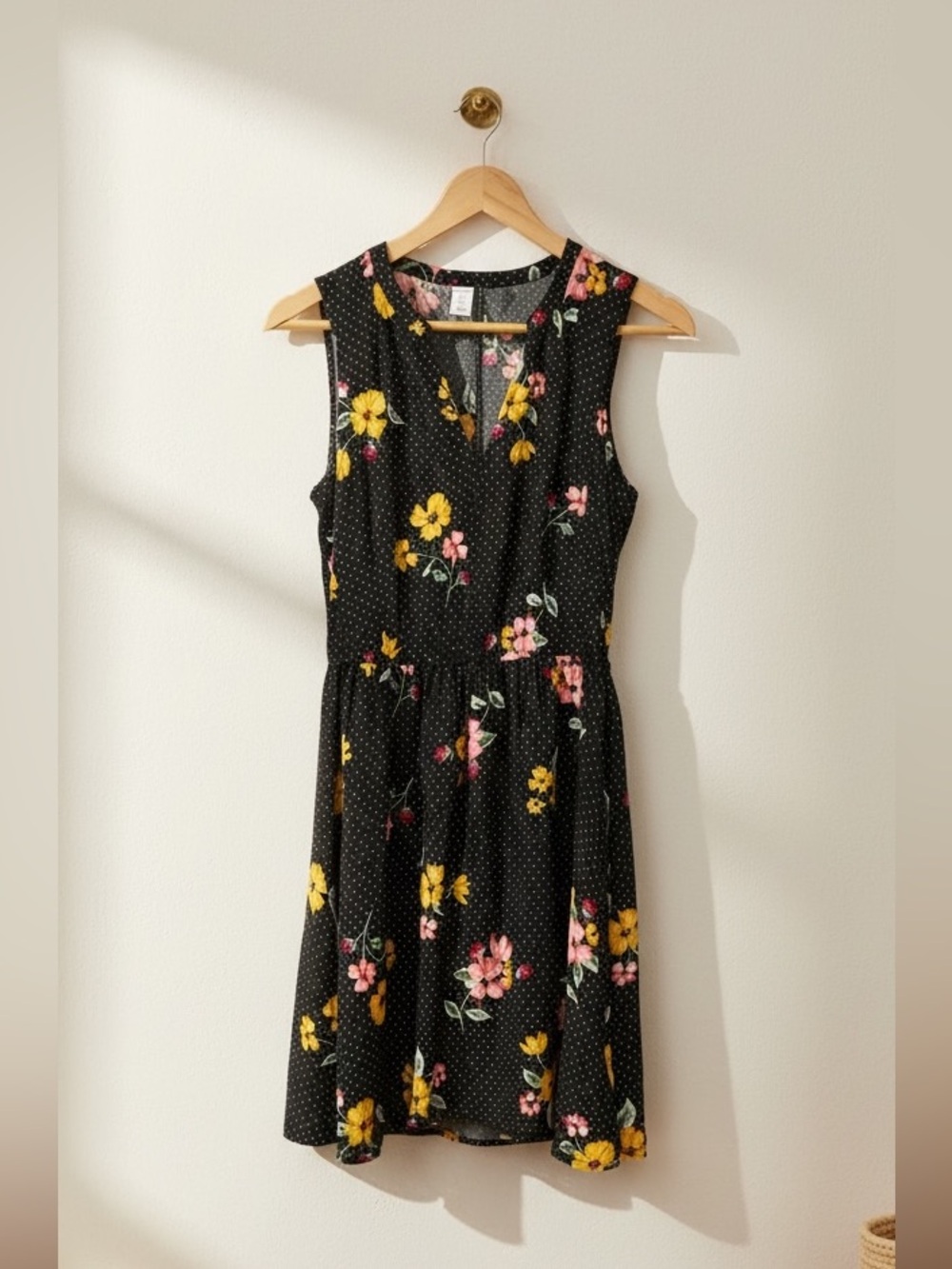 Old Navy Floral Polka Dot Waist-Defined Dress - Size S